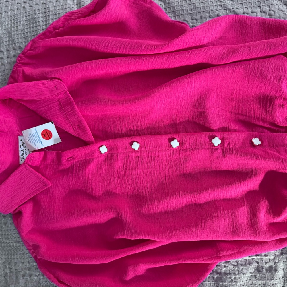 Vibrant Pink Button-Up Blouse